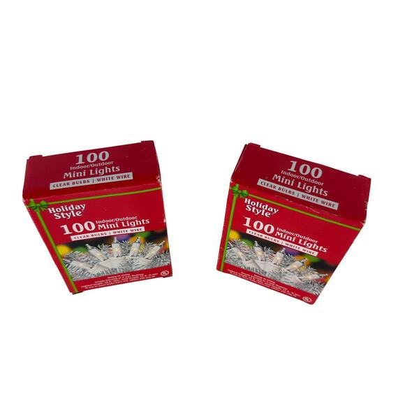 2 Boxes Mini Christmas Lights, Clear Bulbs, White Wire, 40ft Total Holiday Decor - Picture 2 of 8